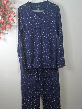croft & barrow Navy Star-Print Two-Piece Pajama Set